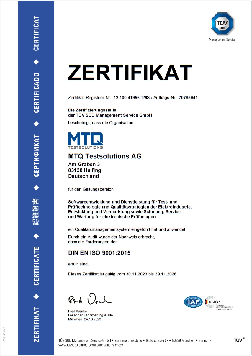 ISO 9001 Zertifikat